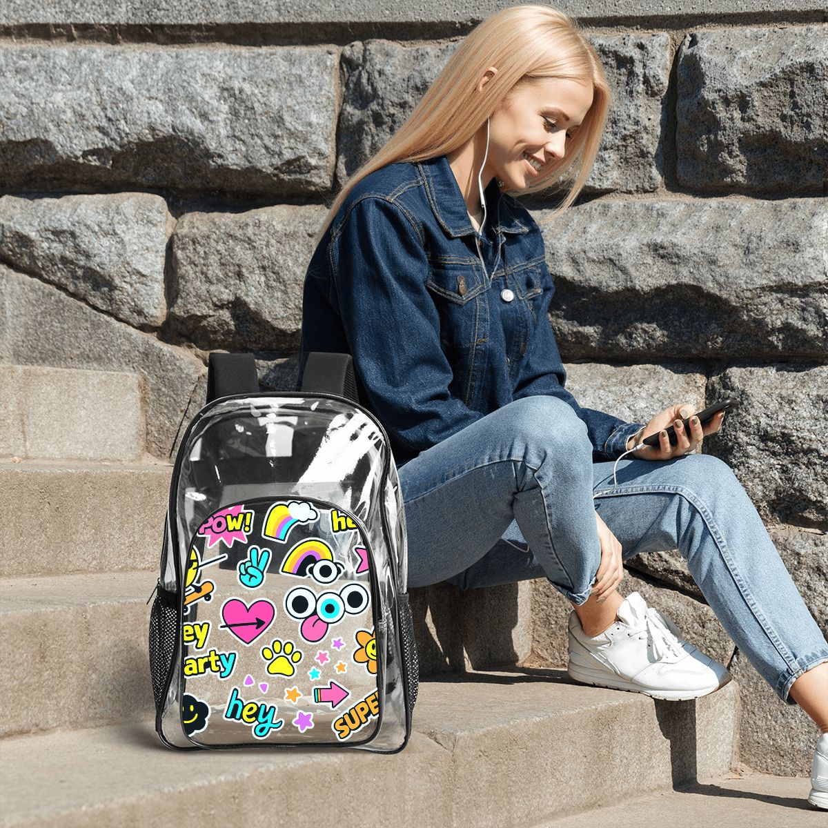 Clear Backpack Set of 3 (Backpack&Lunch Bag&Pencil Case)