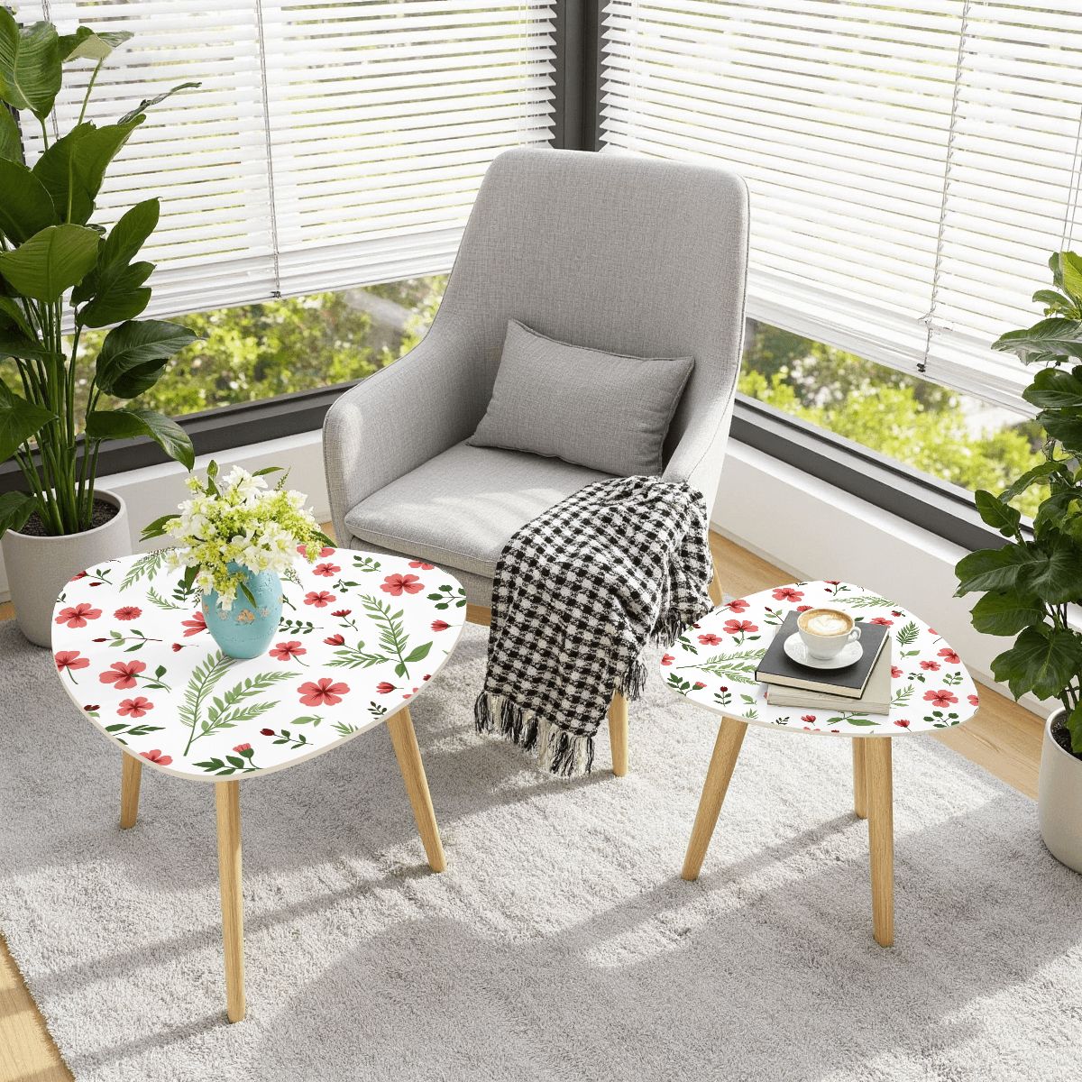 三角形テーブル 2点セット