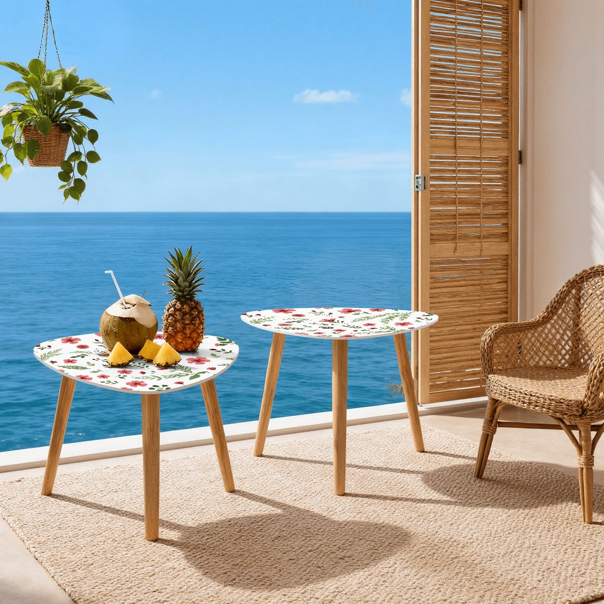 三角形テーブル 2点セット