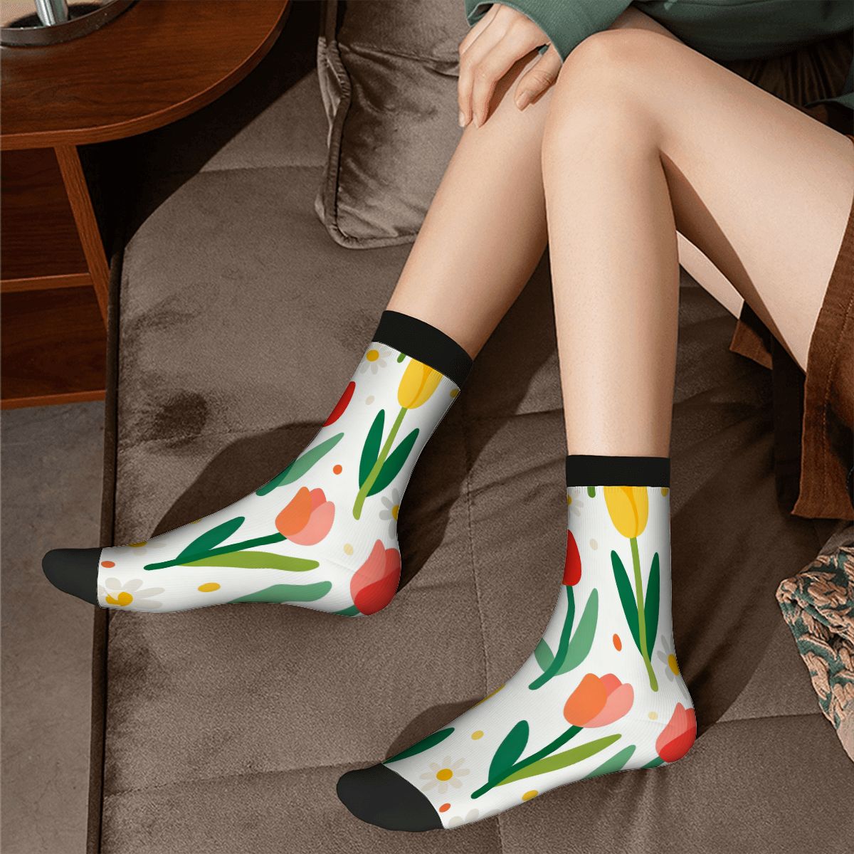 Color Contrast Crew Socks (Made in USA)