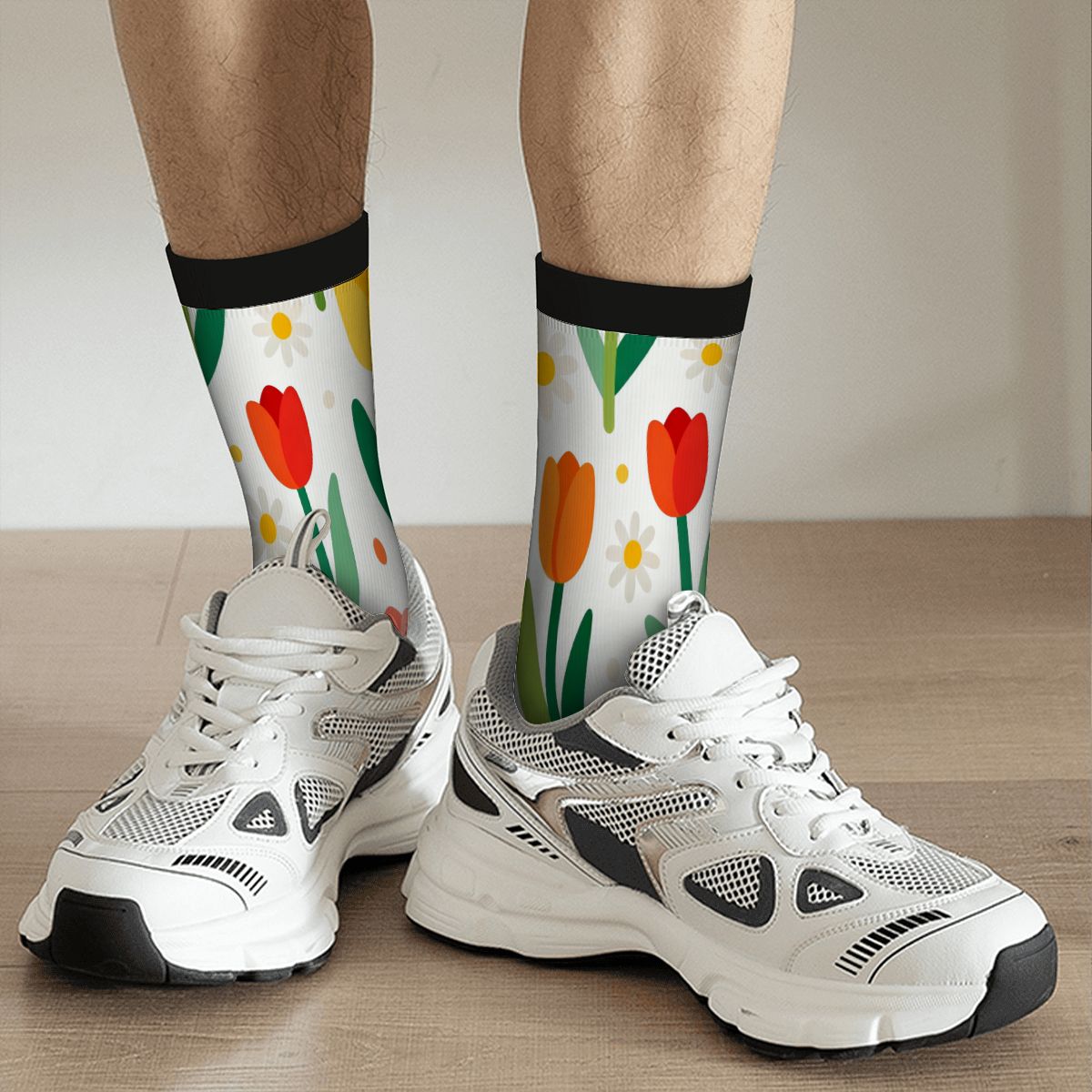 Color Contrast Crew Socks (Made in USA)