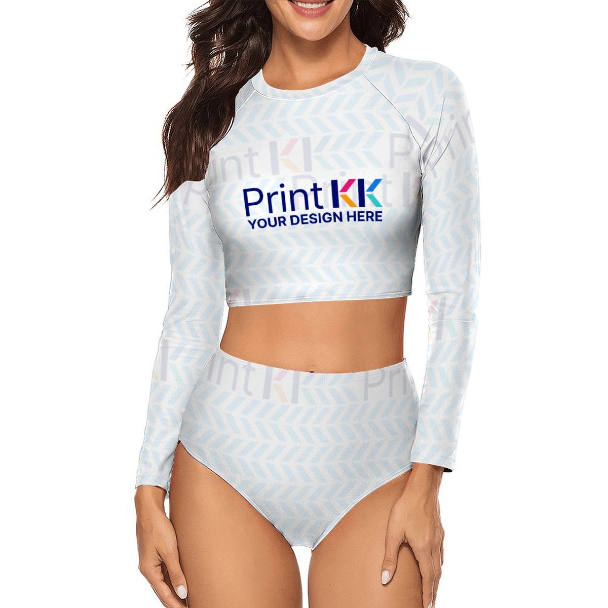 Costume da bagno da donna a due pezzi con maniche lunghe