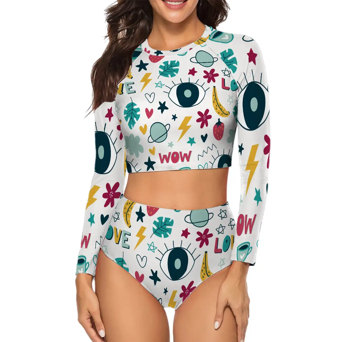 Women's Long Sleeve Two Piece Swimsuit