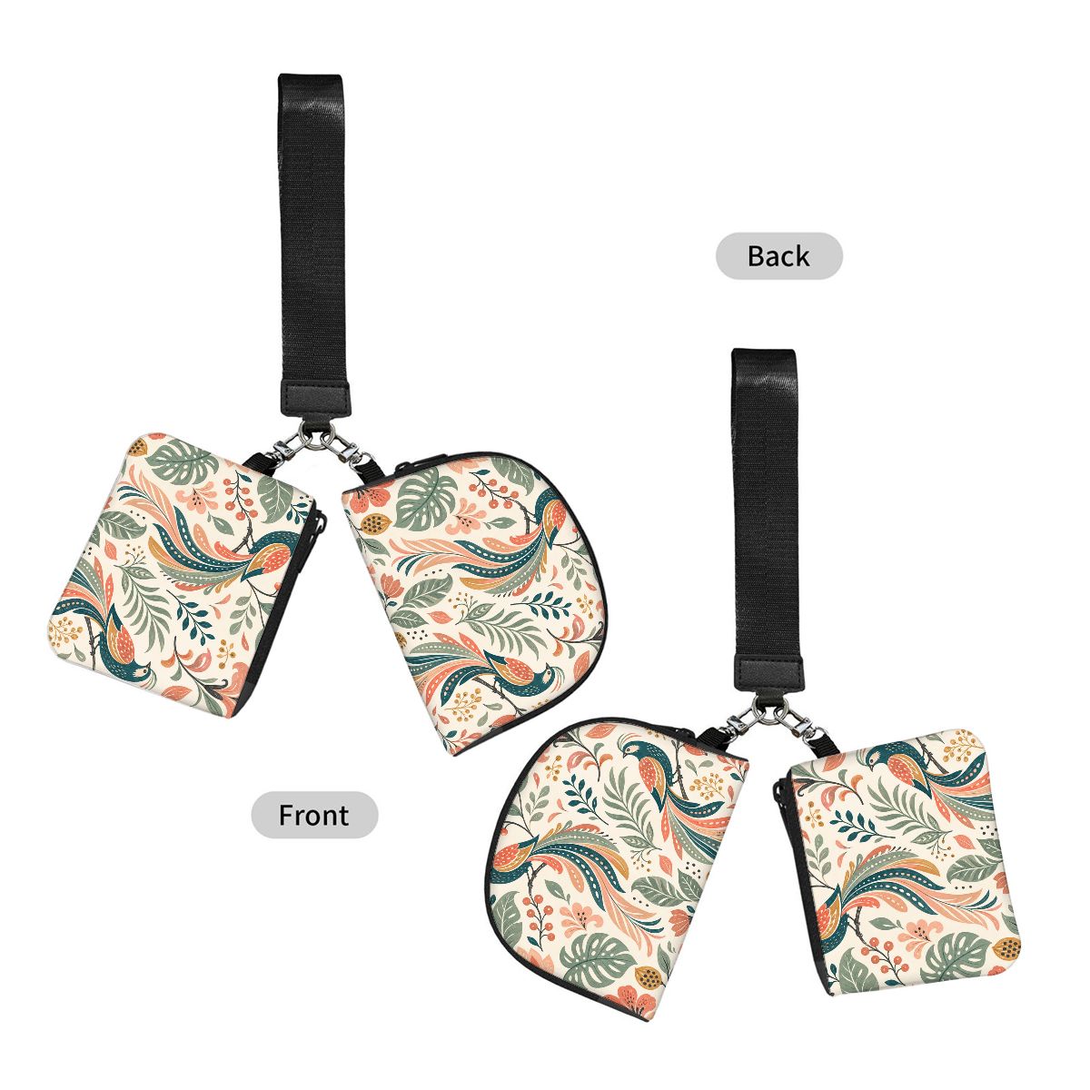 Dual Pouch Keychain Wristlet Wallet
