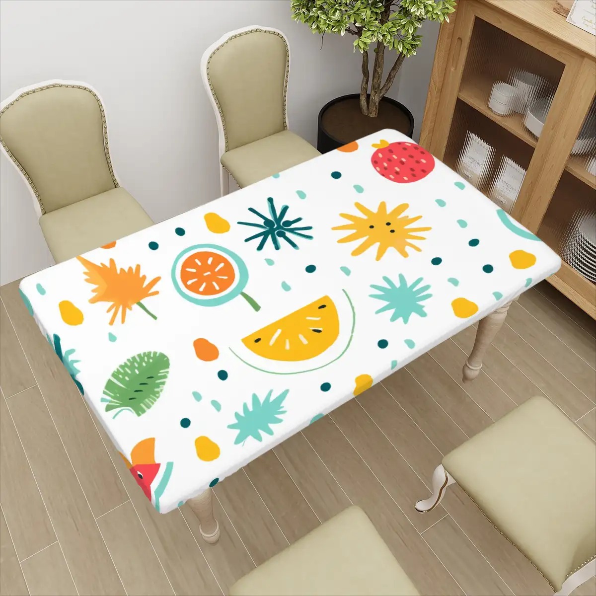 Small Rectangle Anti-Oil Table Cover with Elastic Edged