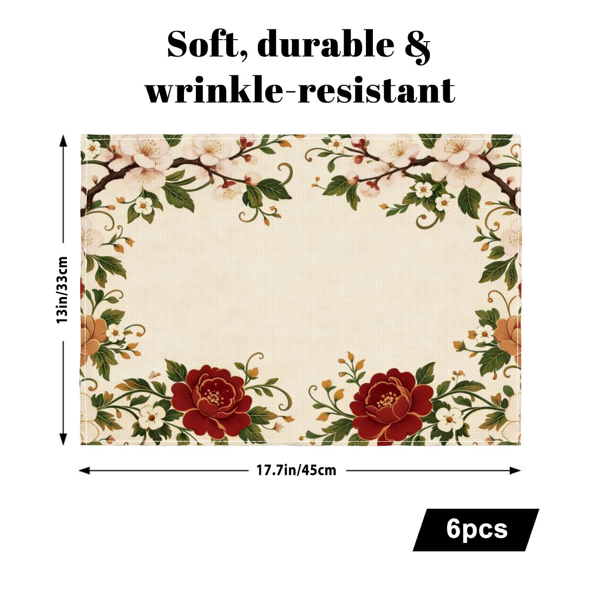 Faux Linen Placemats Set of 6