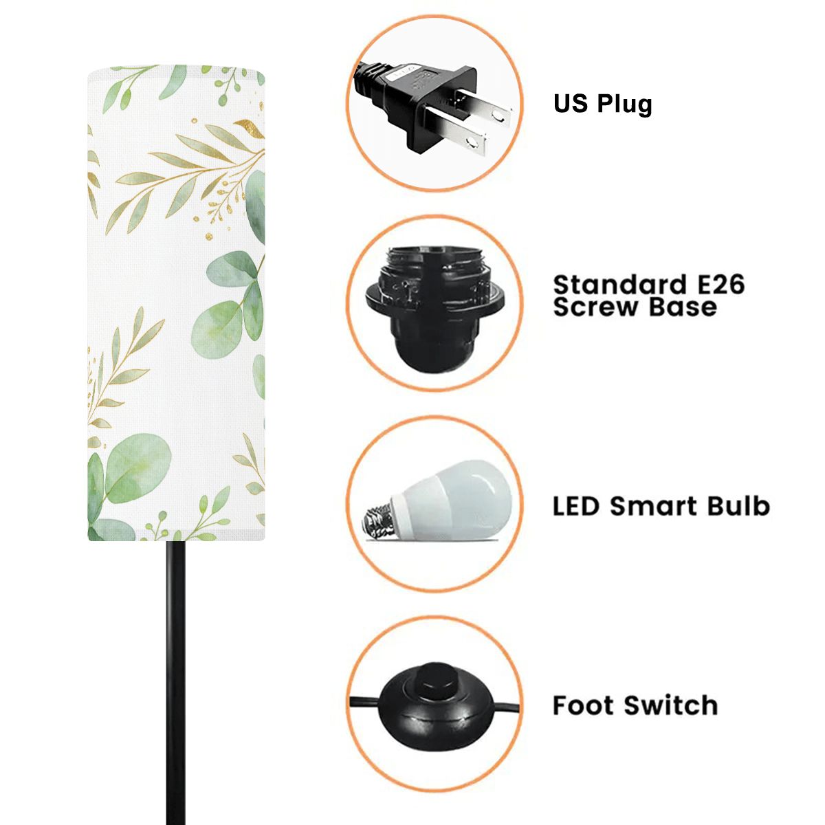 Lampe sur pied moderne (Fabriquée aux États-Unis)