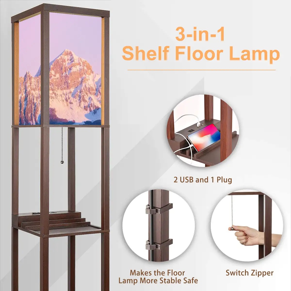 Floor Lamp with Shelves (Made in USA)