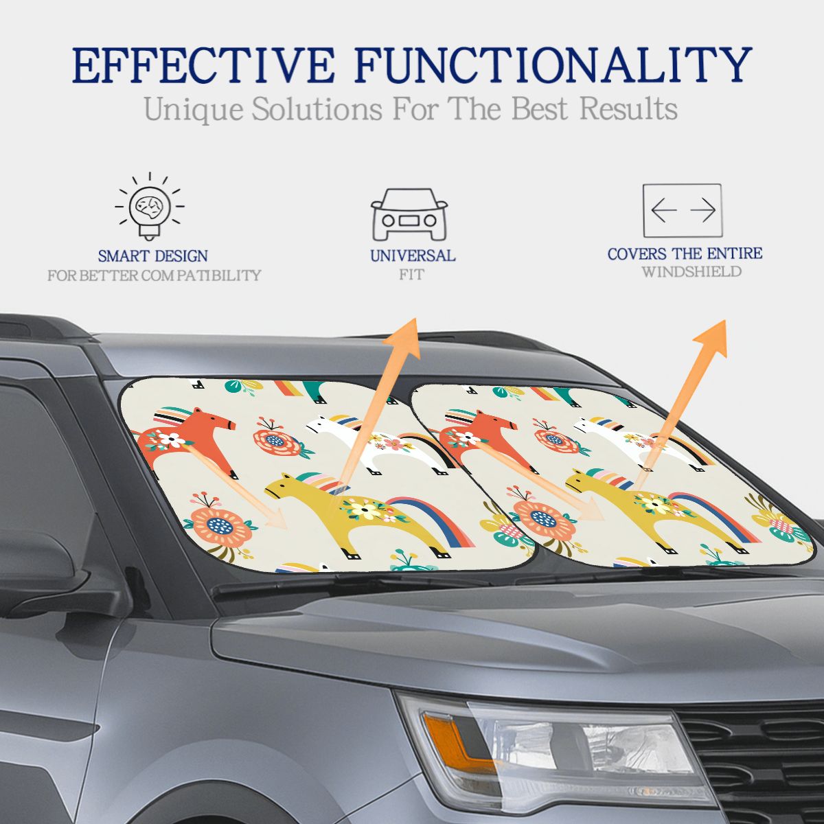 Parasole pieghevole per parabrezza anteriore 2 pezzi