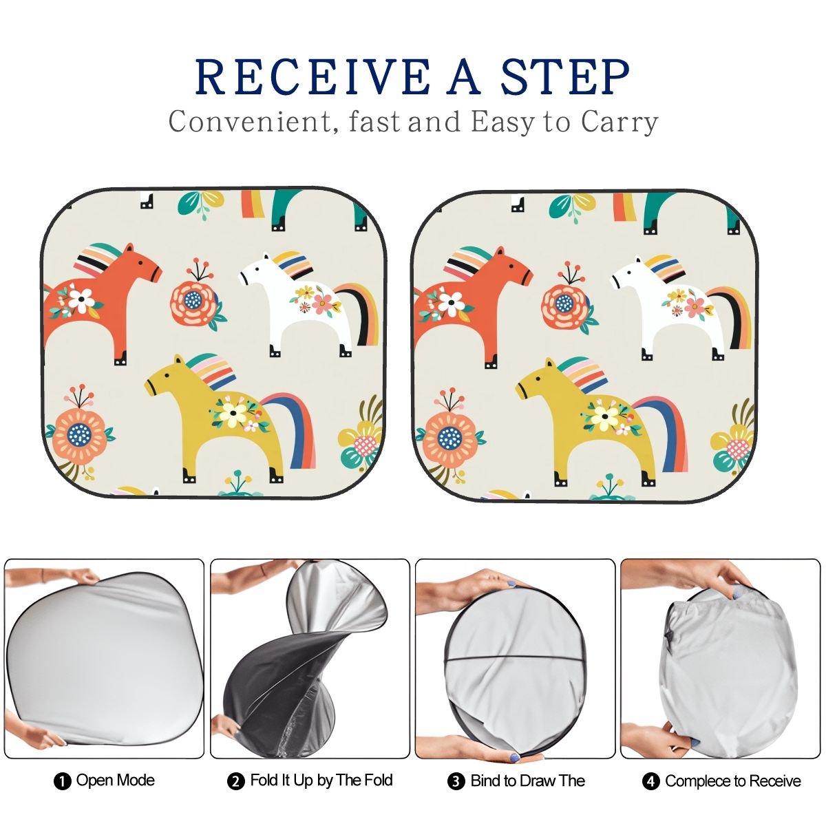 Parasole pieghevole per parabrezza anteriore 2 pezzi