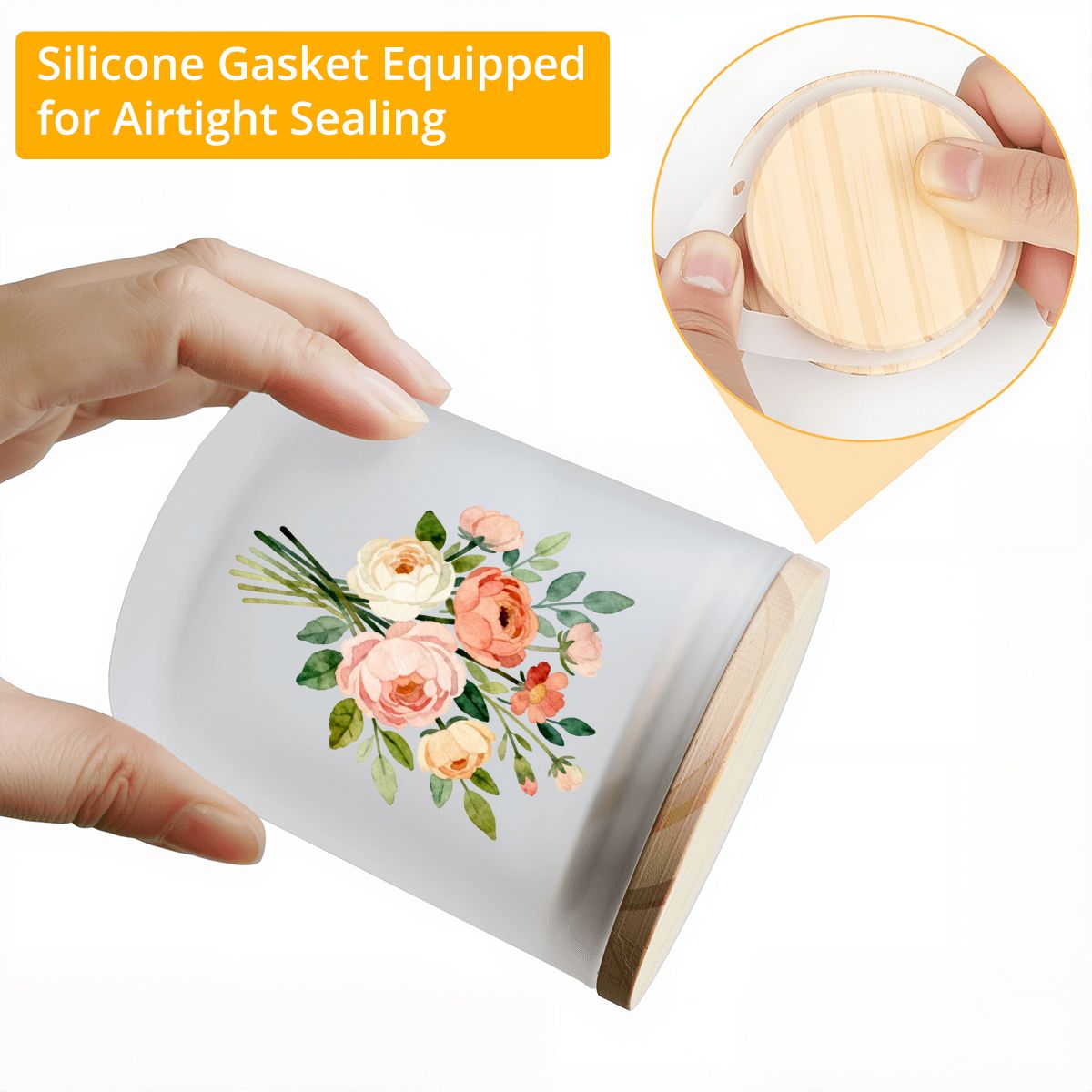 蓋付きフロストガラスジャー