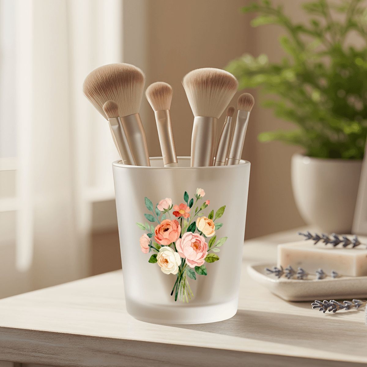 蓋付きフロストガラスジャー