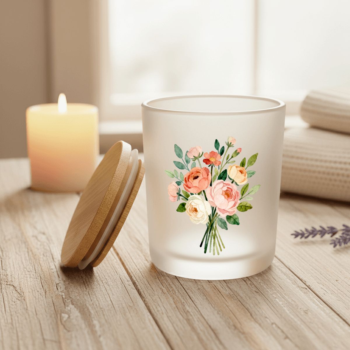 蓋付きフロストガラスジャー