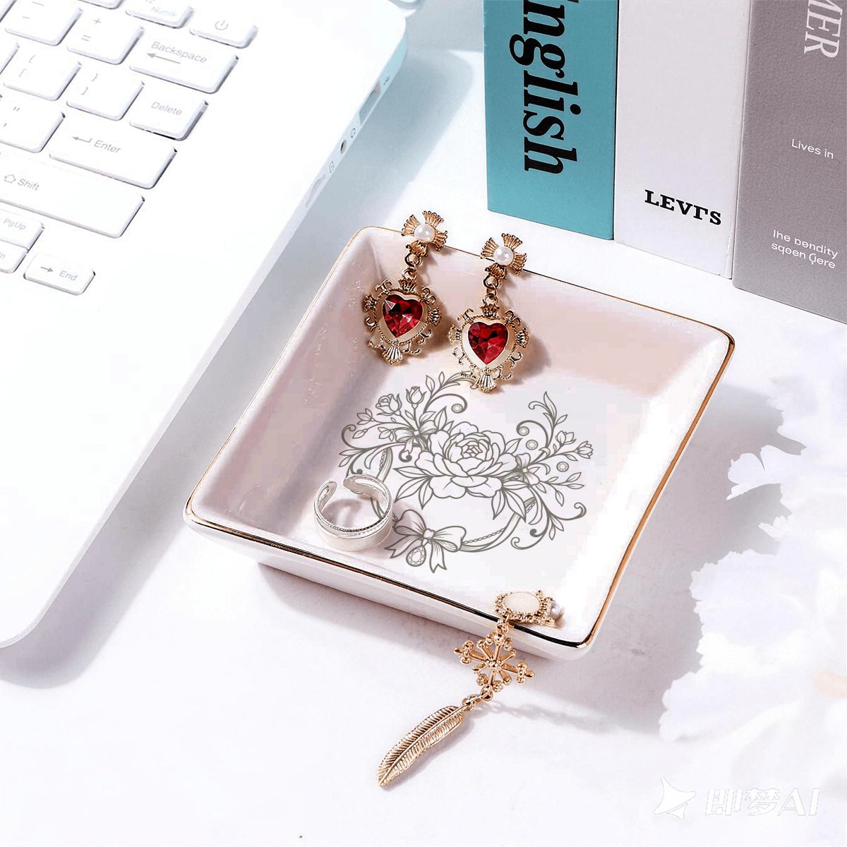 Gold Trim Jewelry Dish