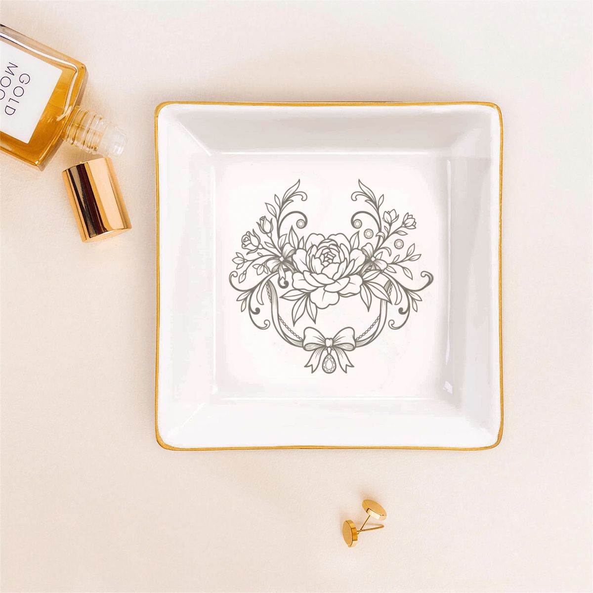 Gold Trim Jewelry Dish