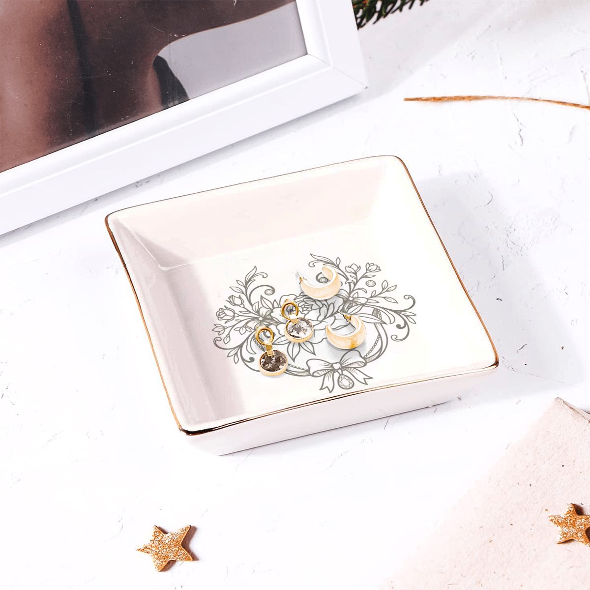 Gold Trim Jewelry Dish