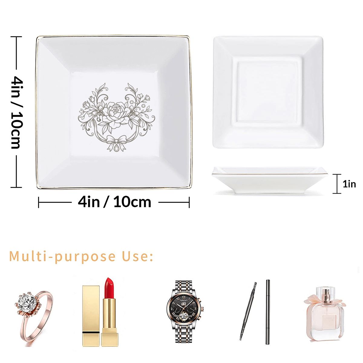 Gold Trim Jewelry Dish