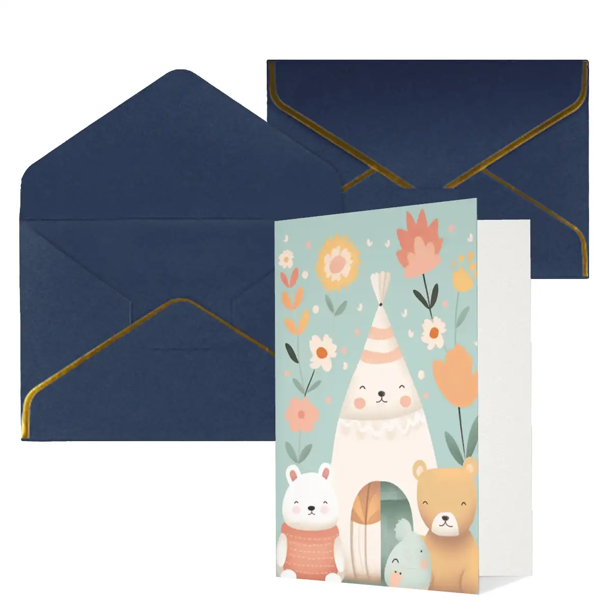 Vertical Greeting Cards (Golden Edge Pearl Paper)