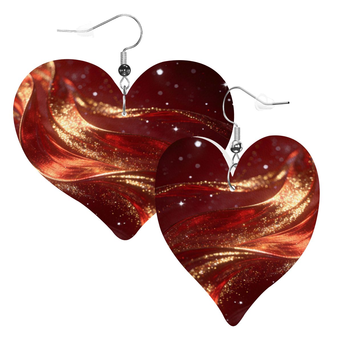 Pendientes de cuero en forma de corazón