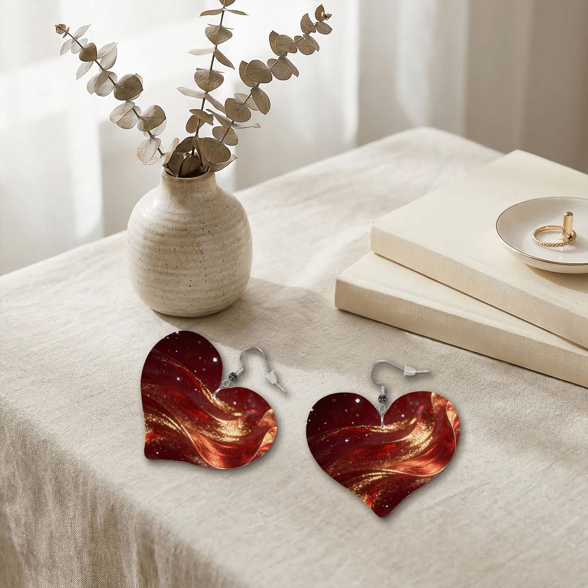 Pendientes de cuero en forma de corazón