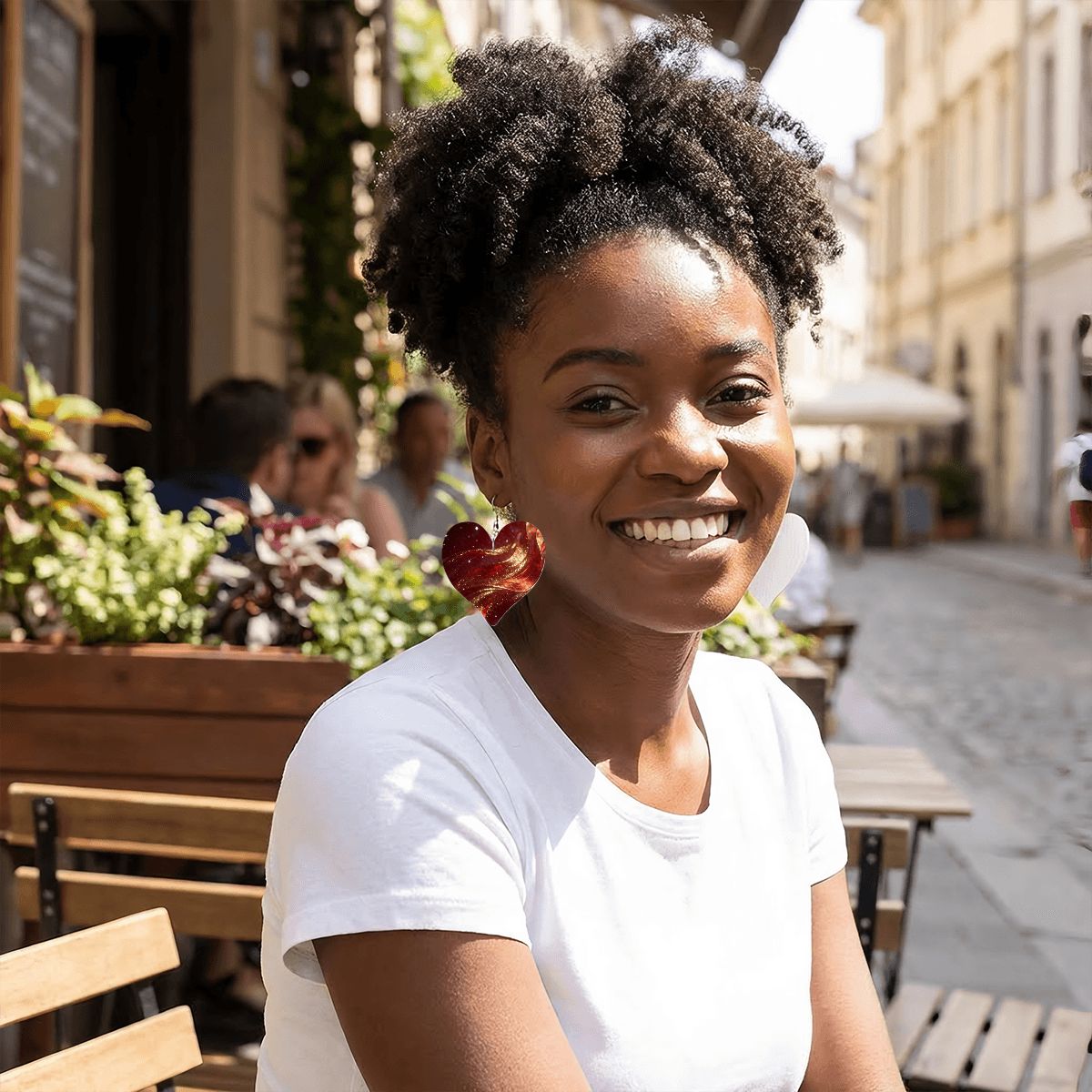 Pendientes de cuero en forma de corazón