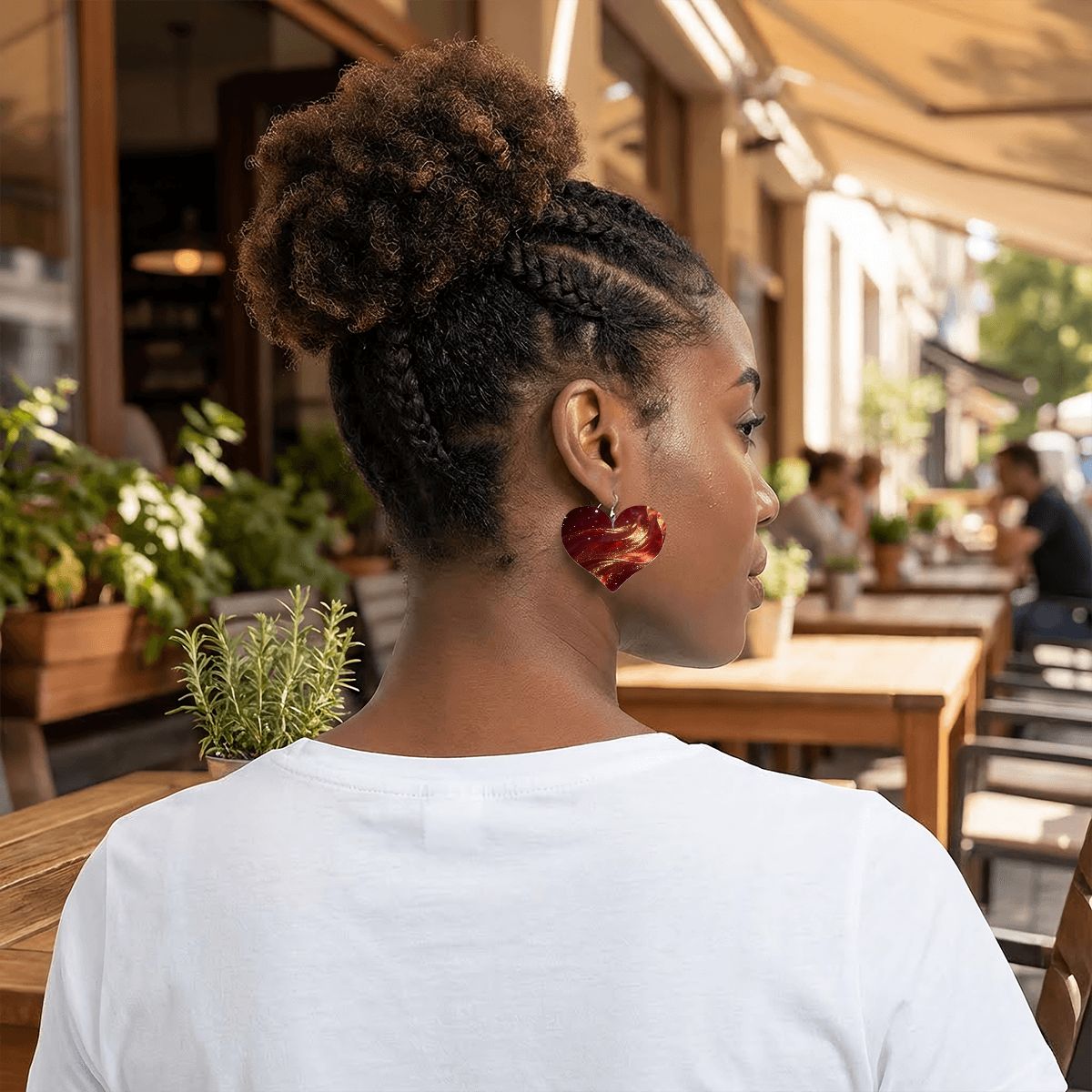 Pendientes de cuero en forma de corazón