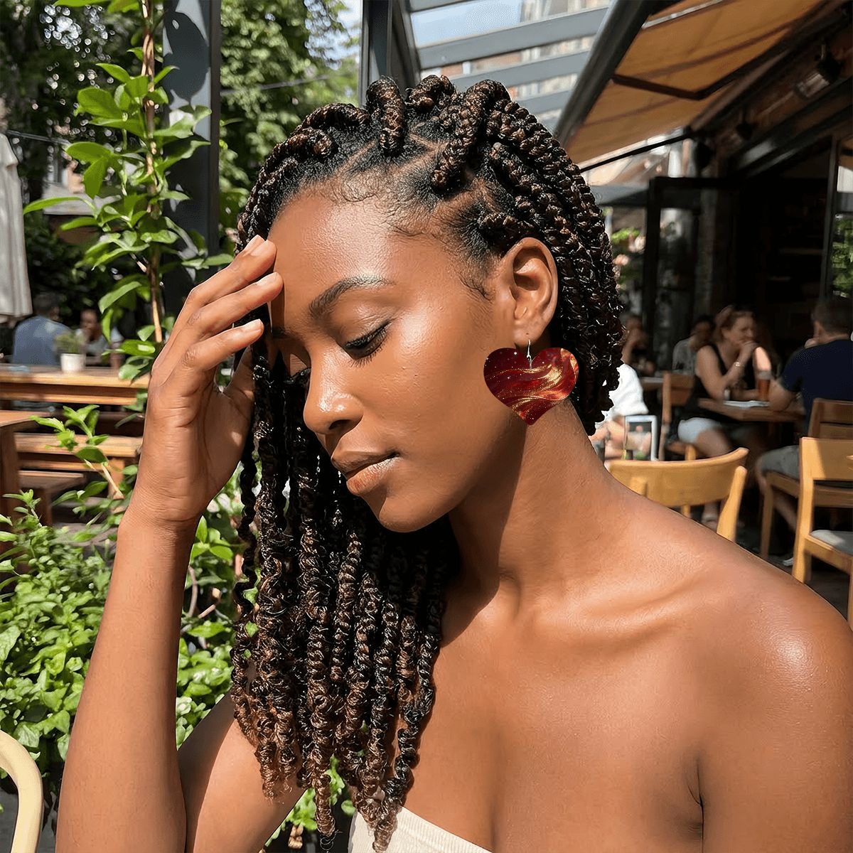 Pendientes de cuero en forma de corazón