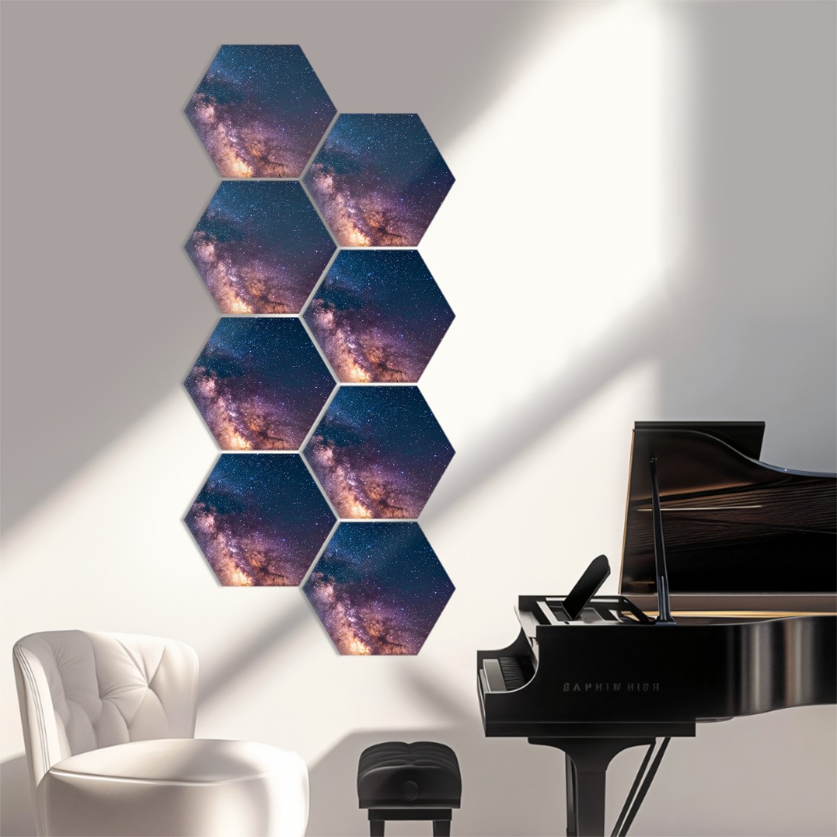 Hexagon Sound Absorbing Panels 8 Pieces