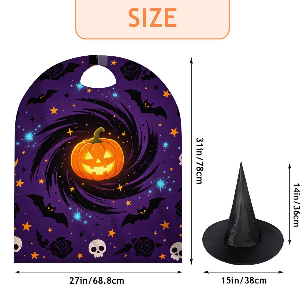 キッズハロウィンケープと帽子