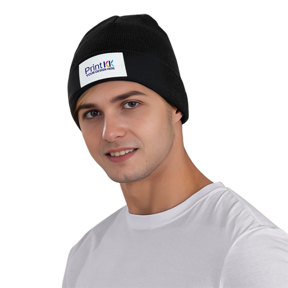 Knitted Hat with Velvet Patches
