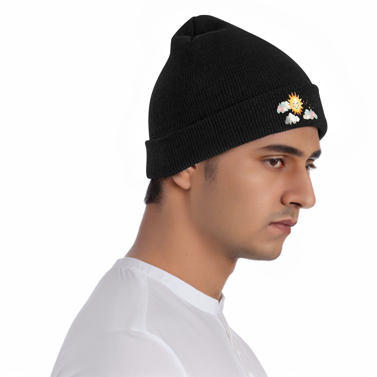 Knit Hat with Heat Transfer Patch