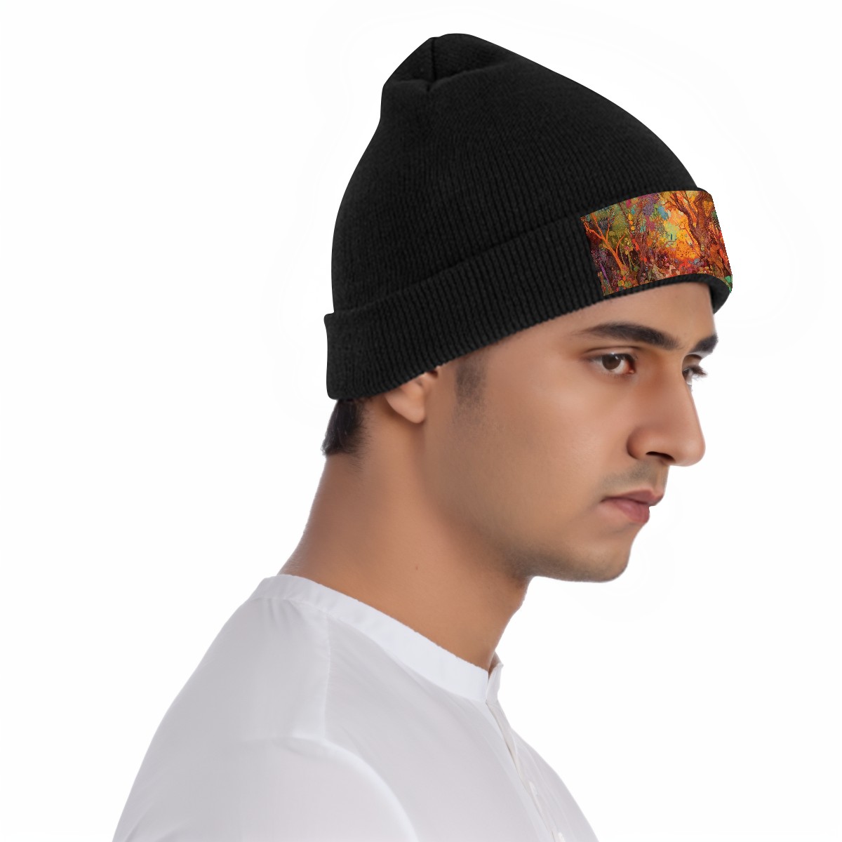 Knit Hat with Heat Transfer Patch