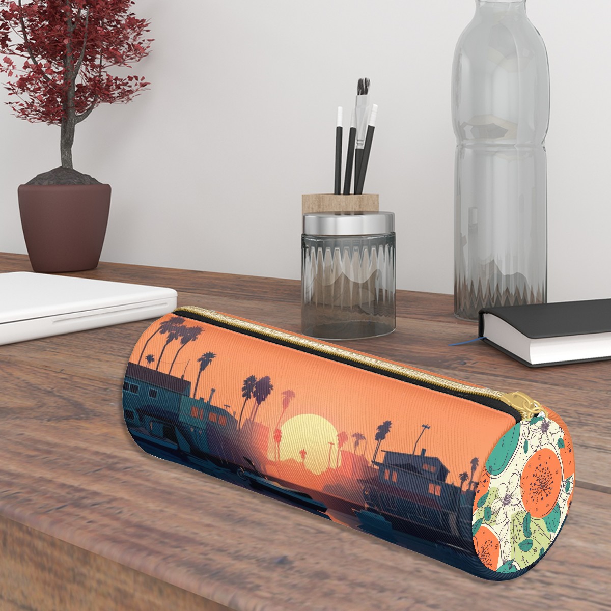 Leather Cylindrical Pencil Case