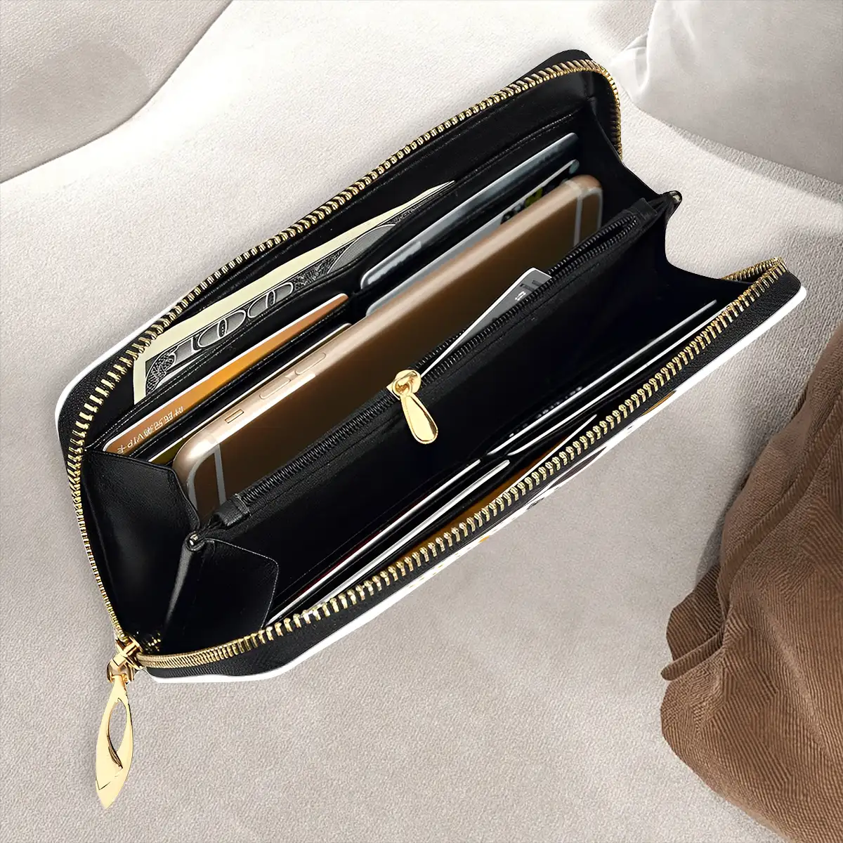 Vertical Leather Long Clutch Wallet