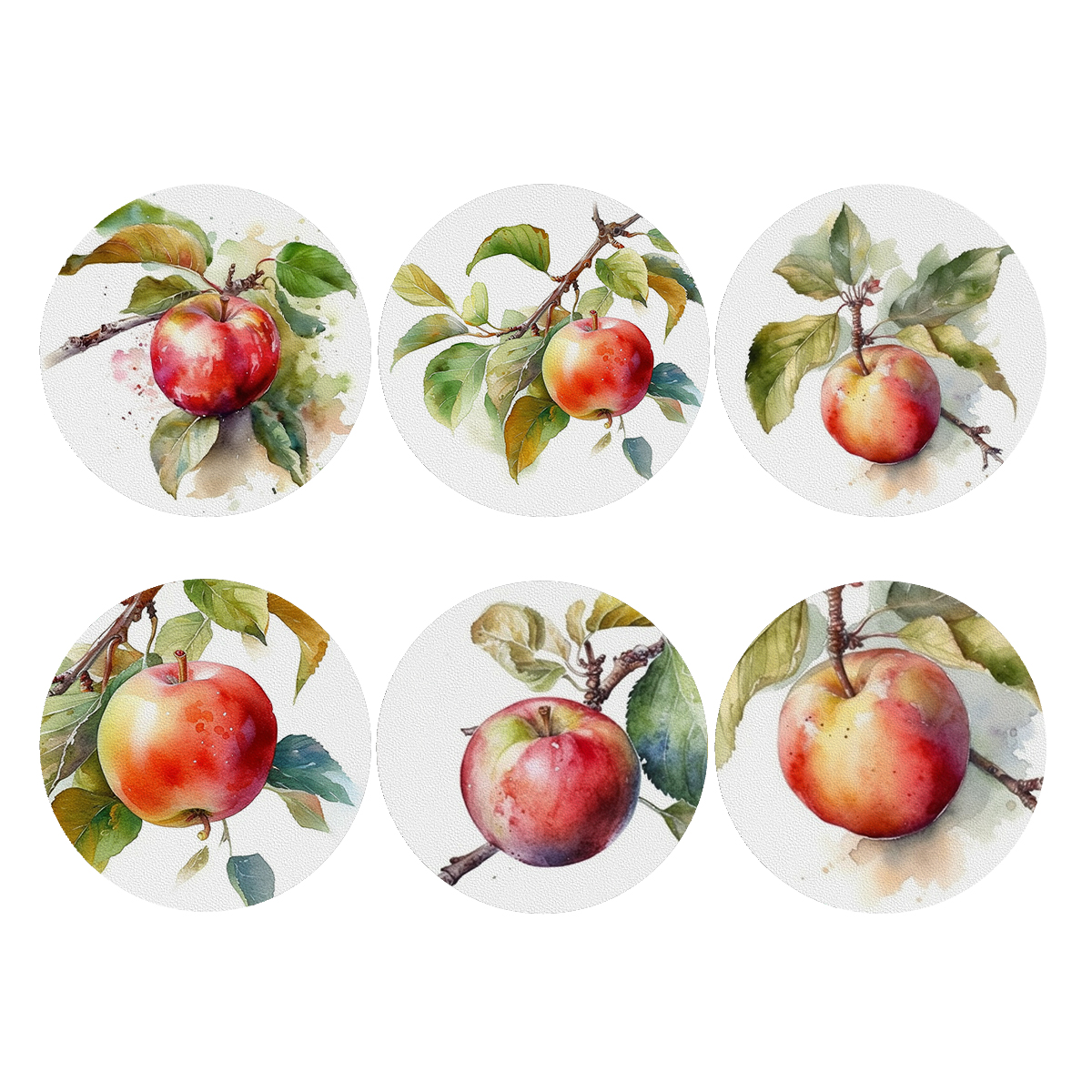 Round Leather Coasters Set of 6