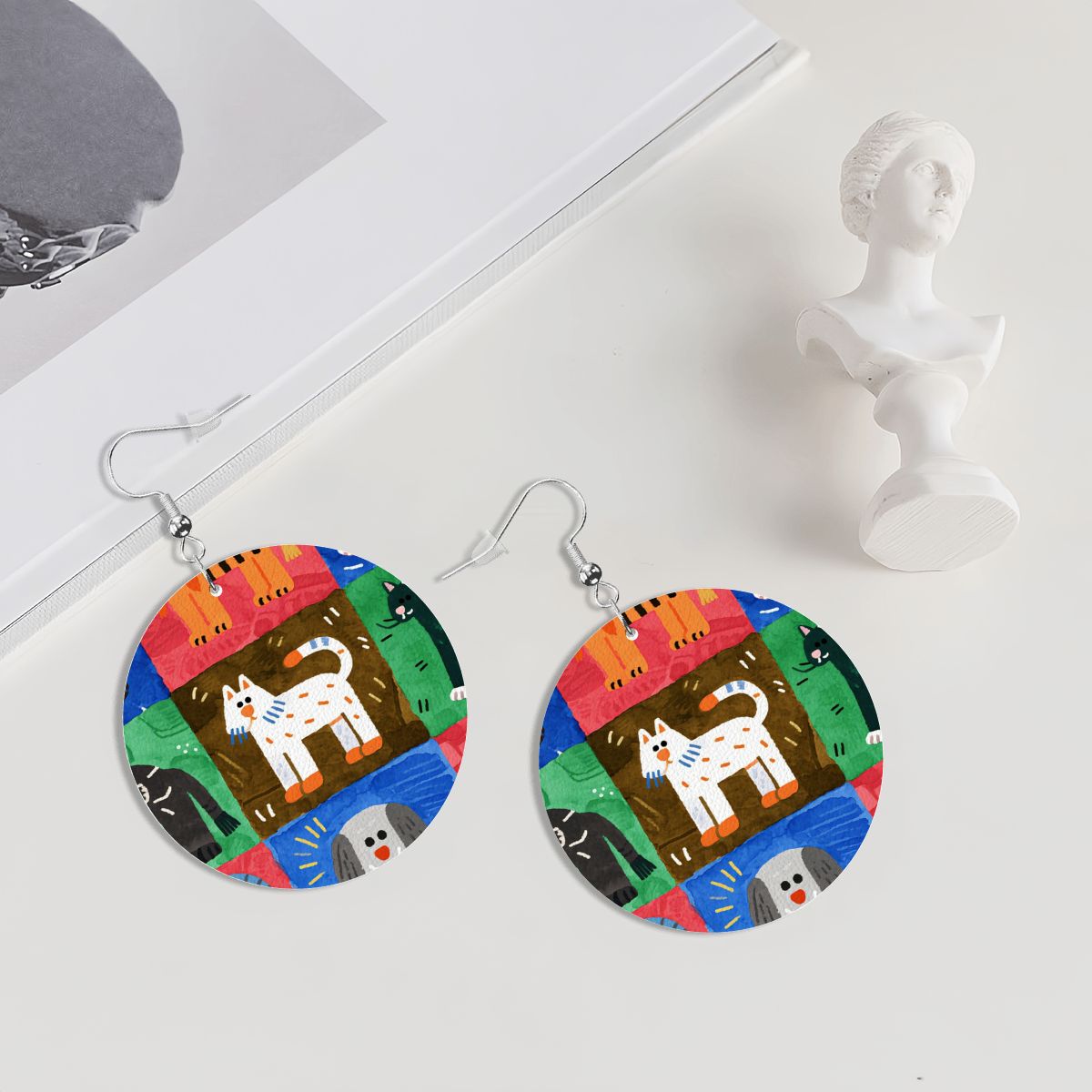 レザーラウンドピアス