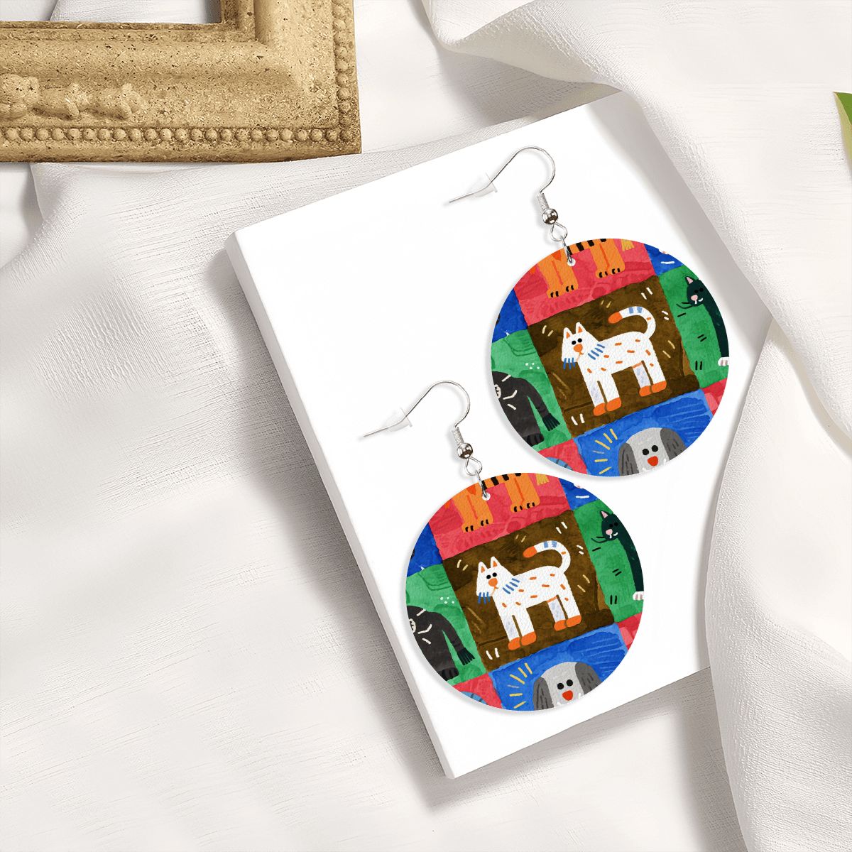 レザーラウンドピアス