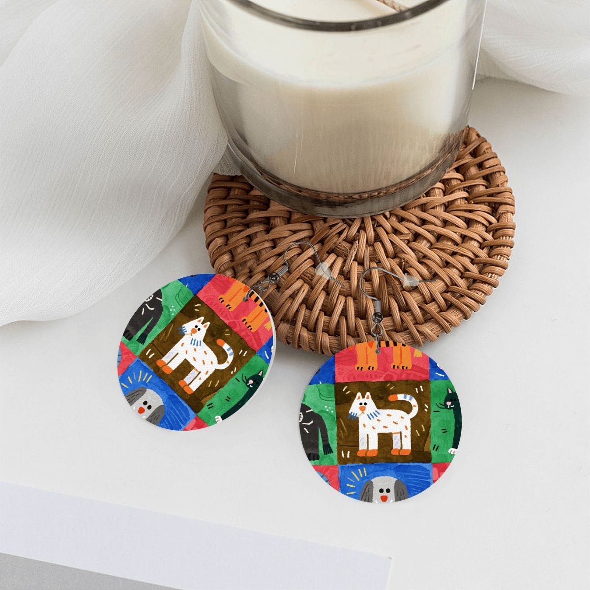 レザーラウンドピアス