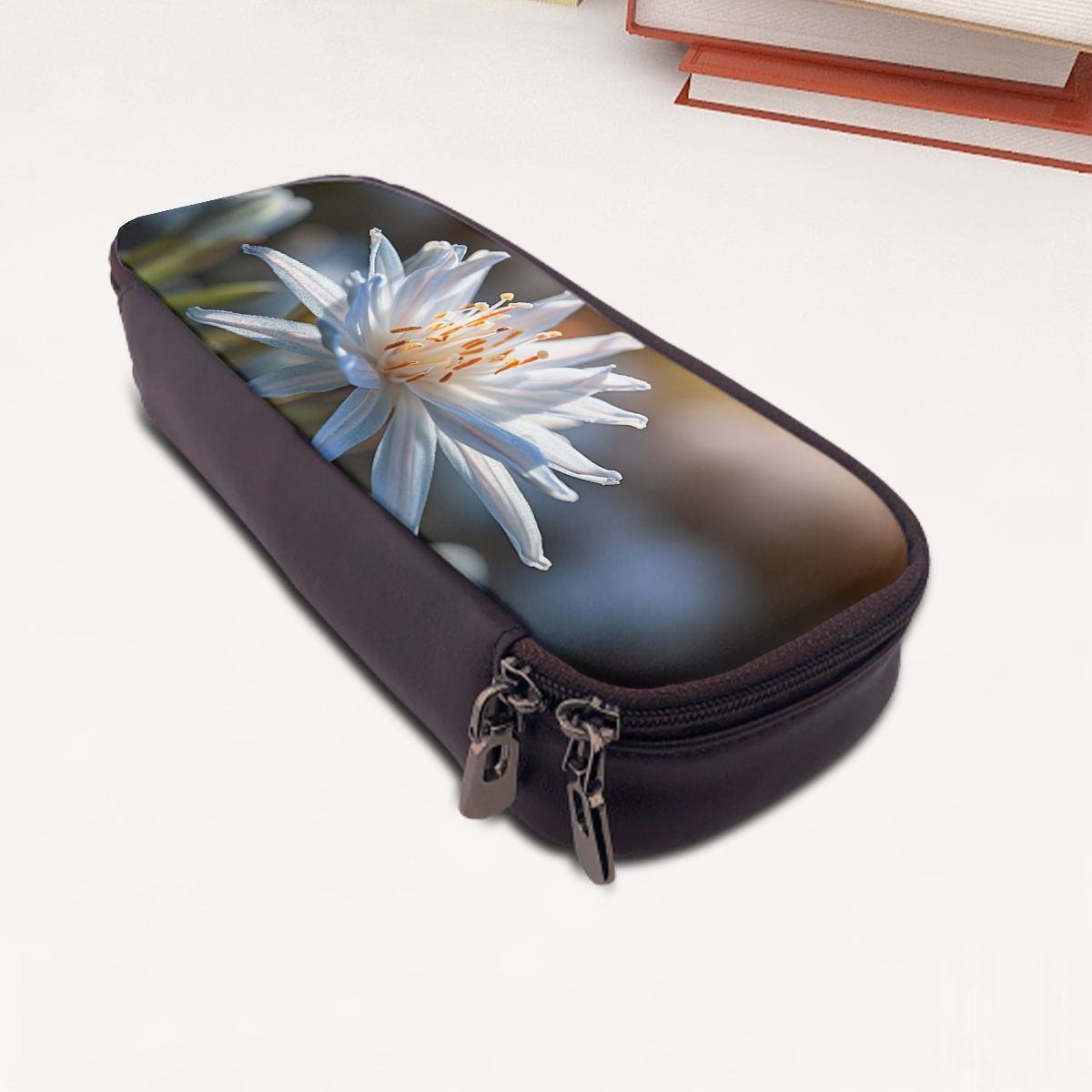 Vertical Leather Clamshell Pencil Case