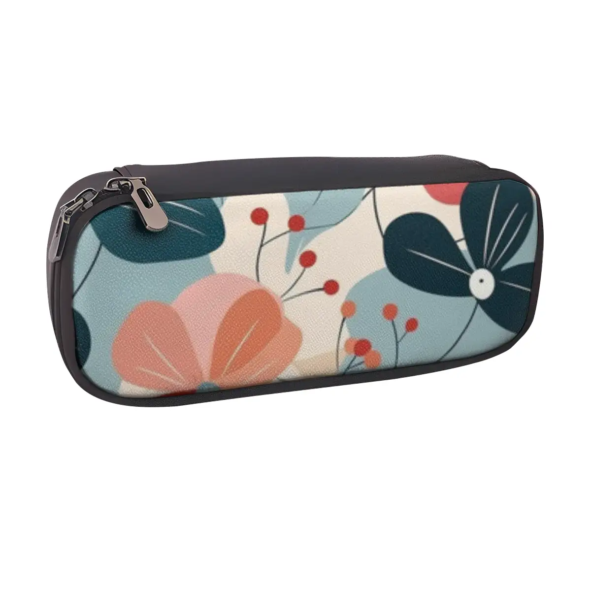 Horizontal Leather Clamshell Pencil Case