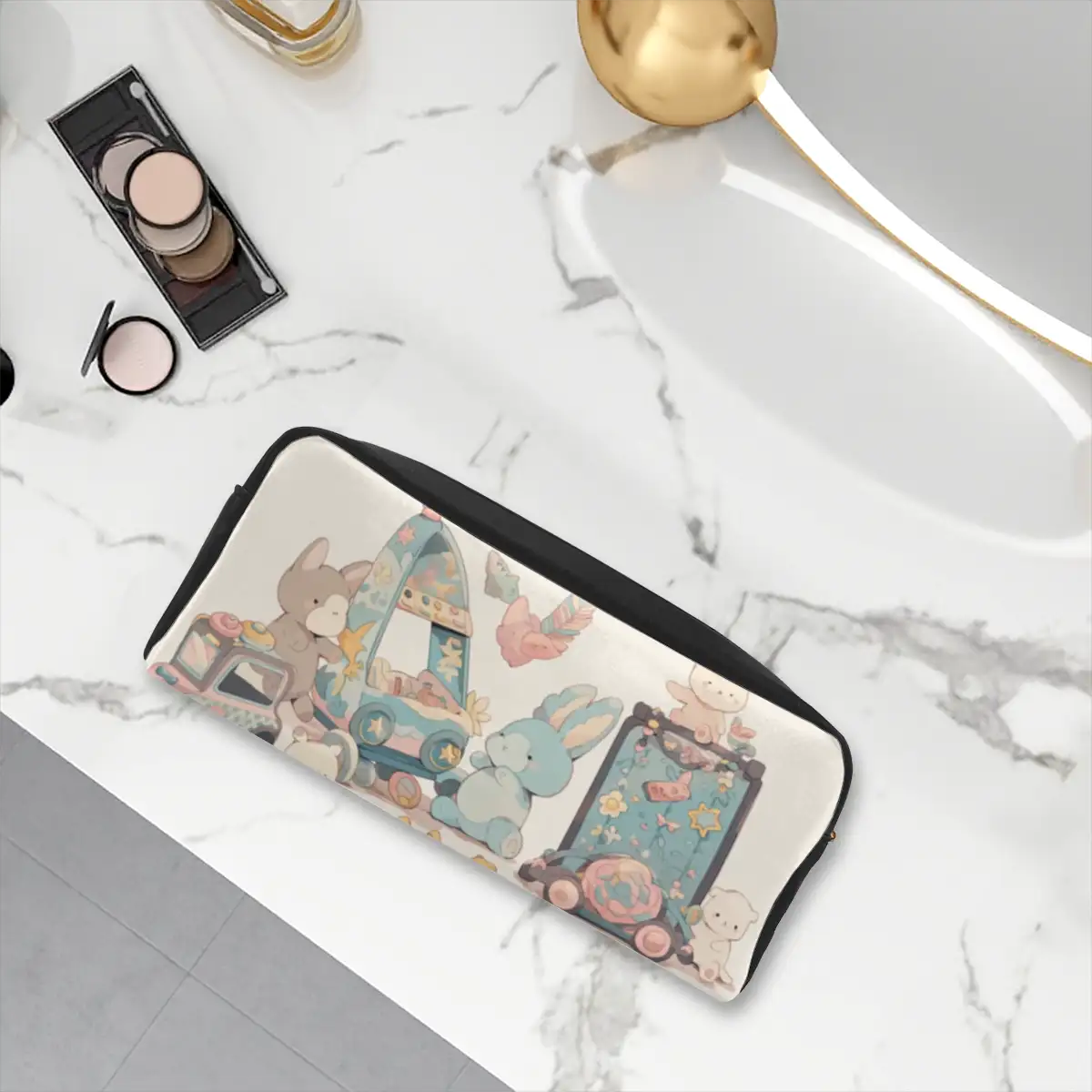 Rectangular Leather Makeup Bag