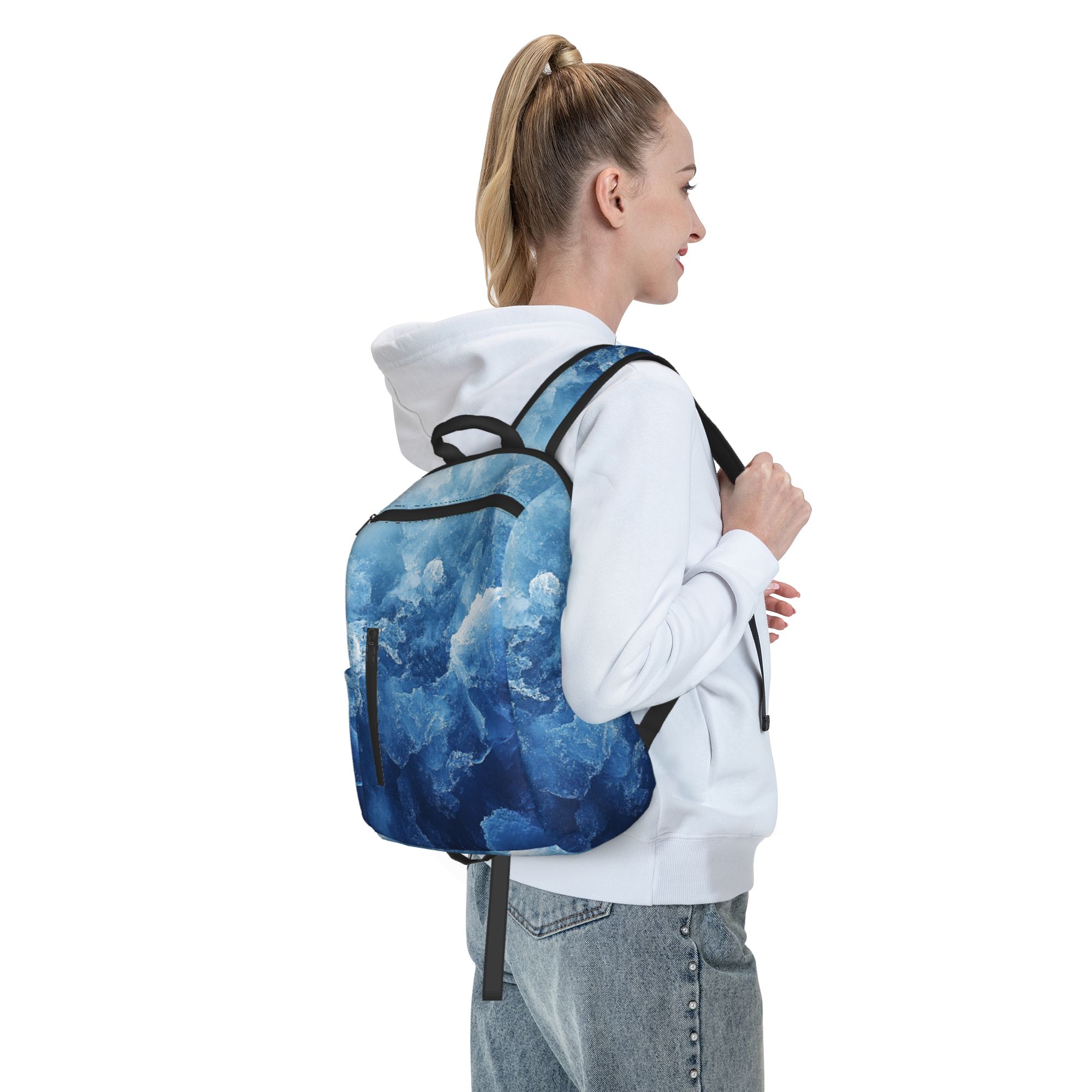 Twill Zipper Front Pocket Backpack No Compartments