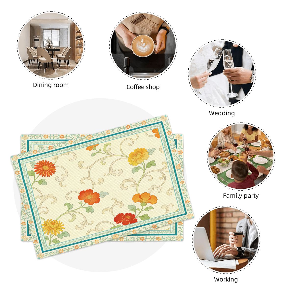 Manteles individuales de imitación lino de doble capa