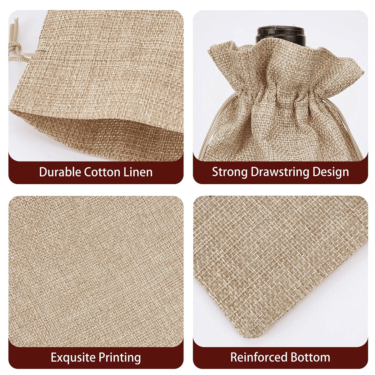 Mahjong Linen Wine Bag