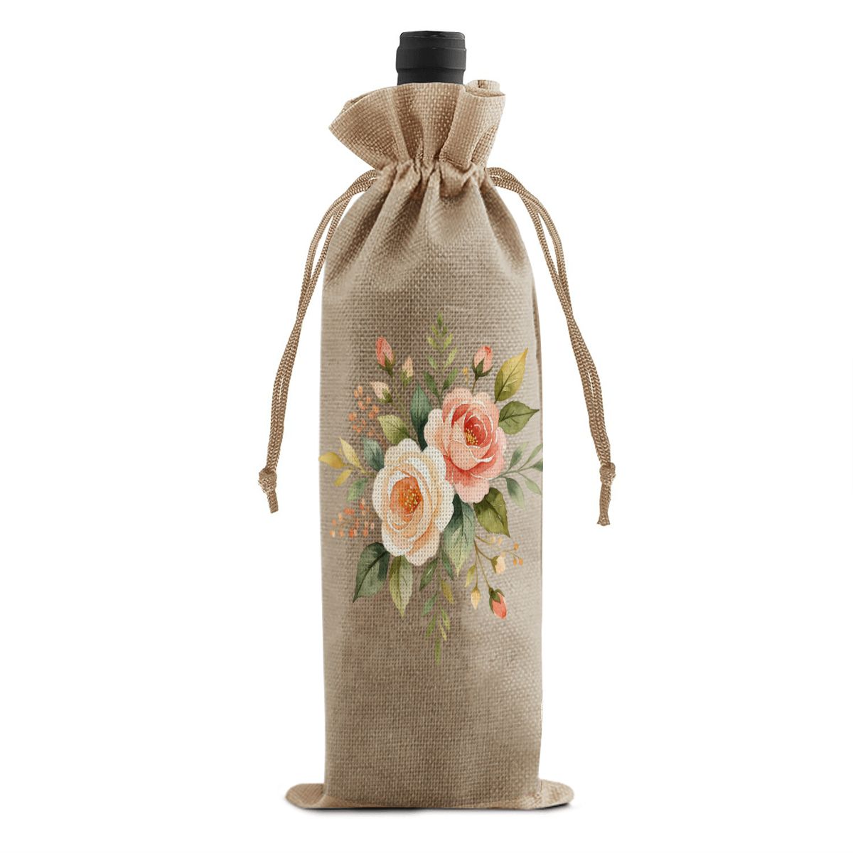 Mahjong Linen Wine Bag