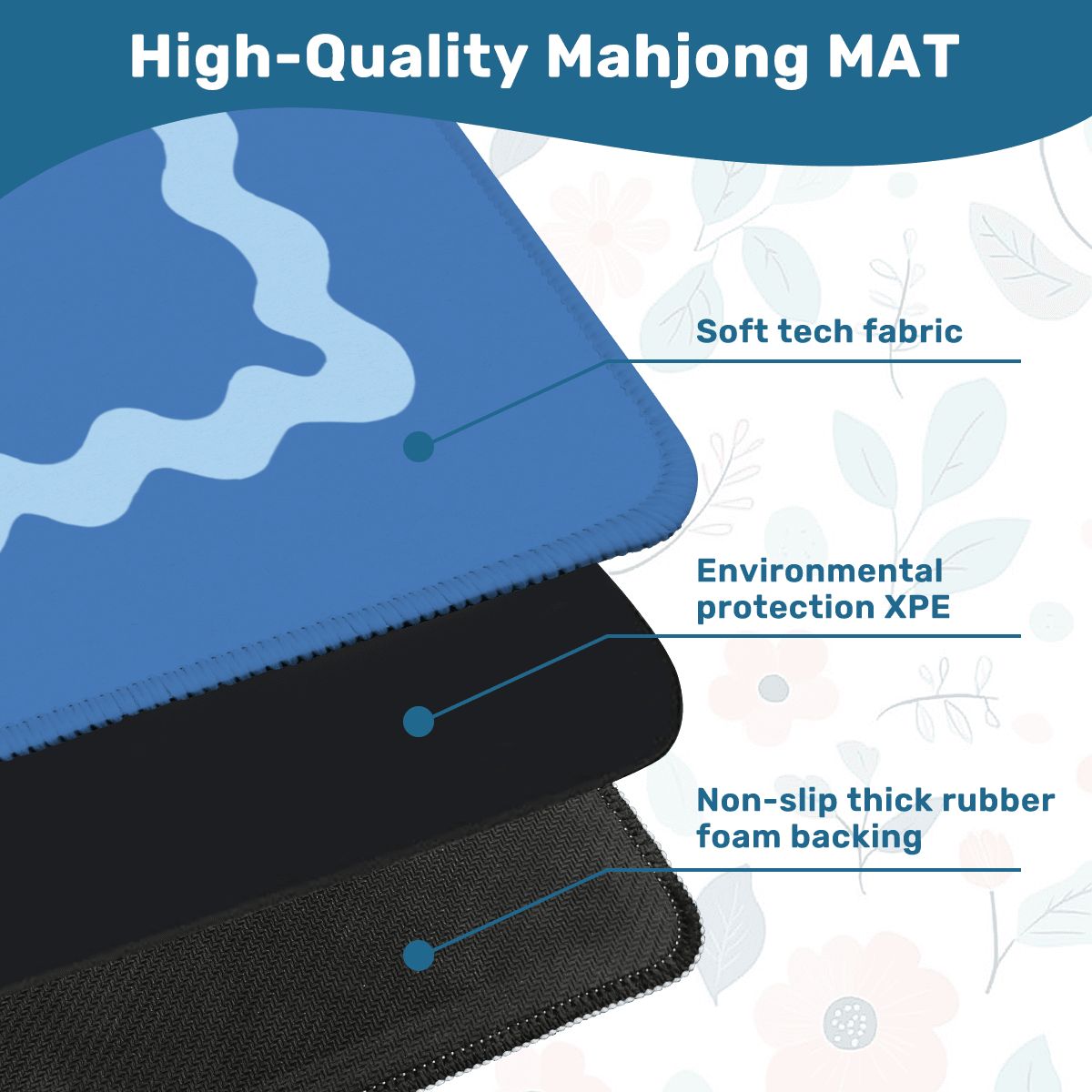 Mahjong Mat Light Blue Ruffled Border