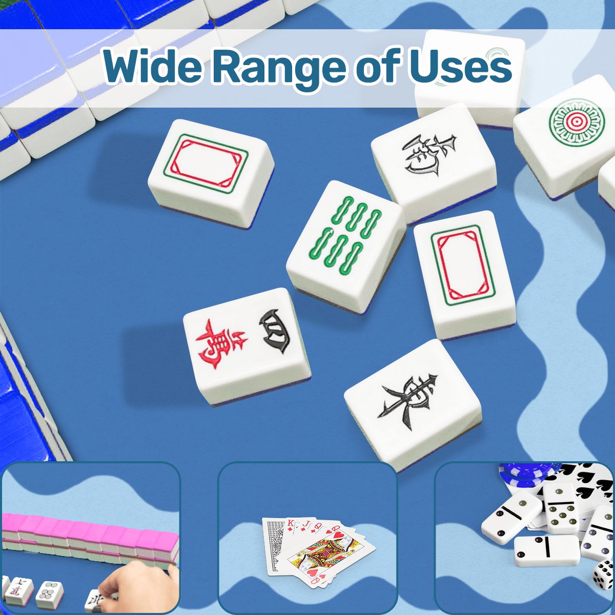 Mahjong Mat Light Blue Ruffled Border