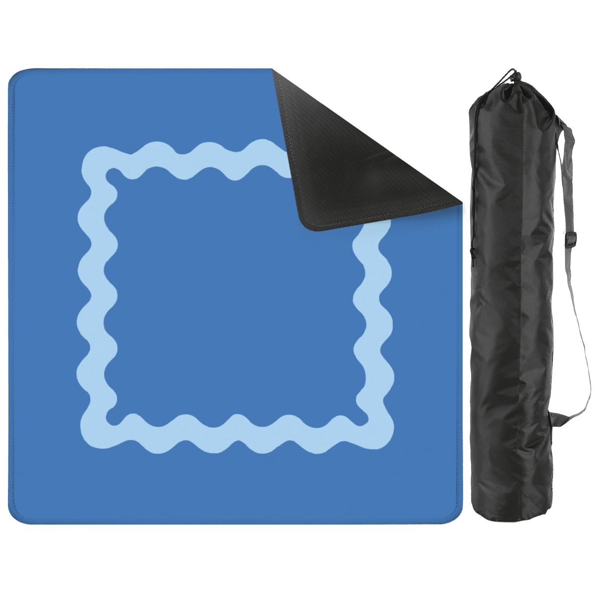 Mahjong Mat Light Blue Ruffled Border