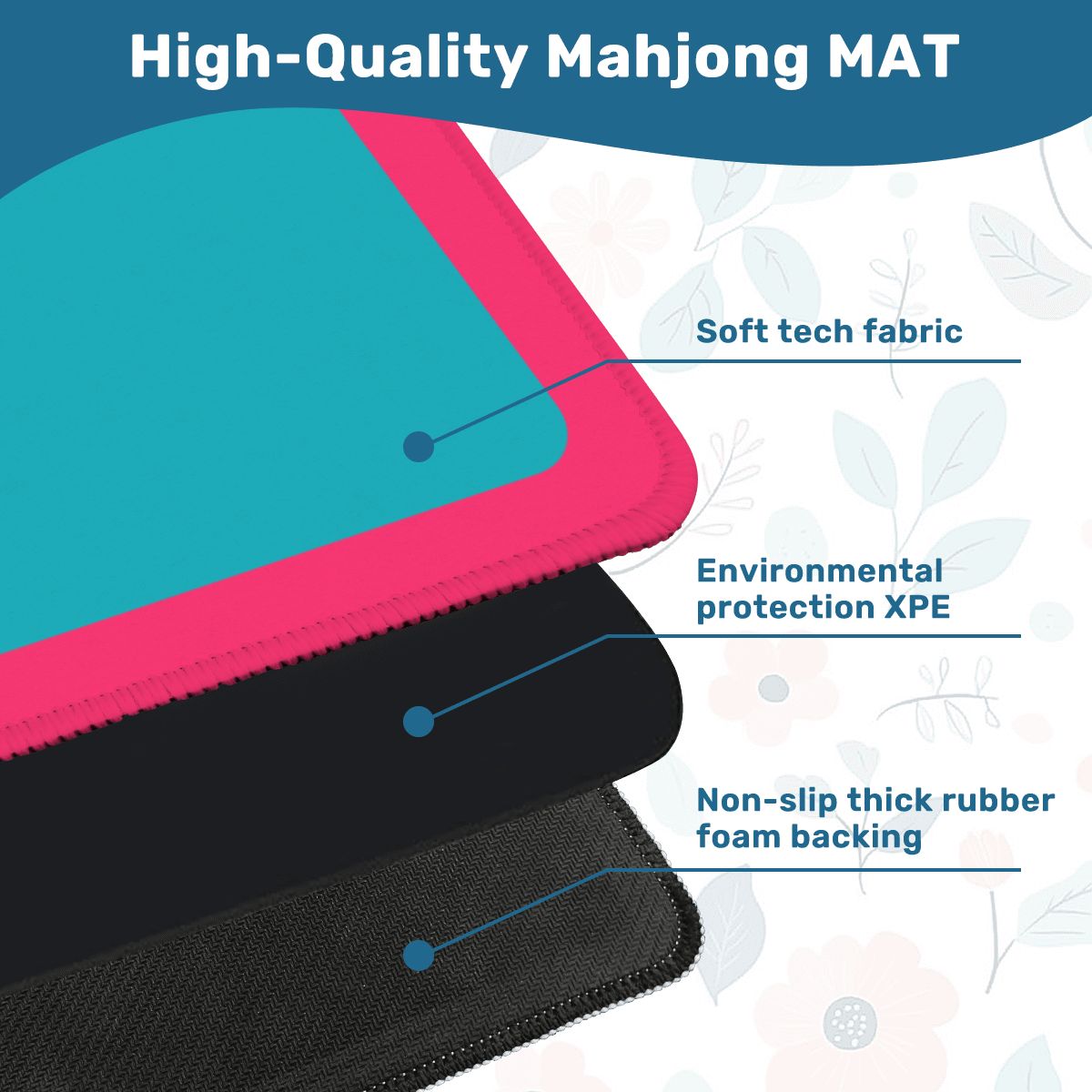 Mahjong Mat Magenta Teal Rounded Border