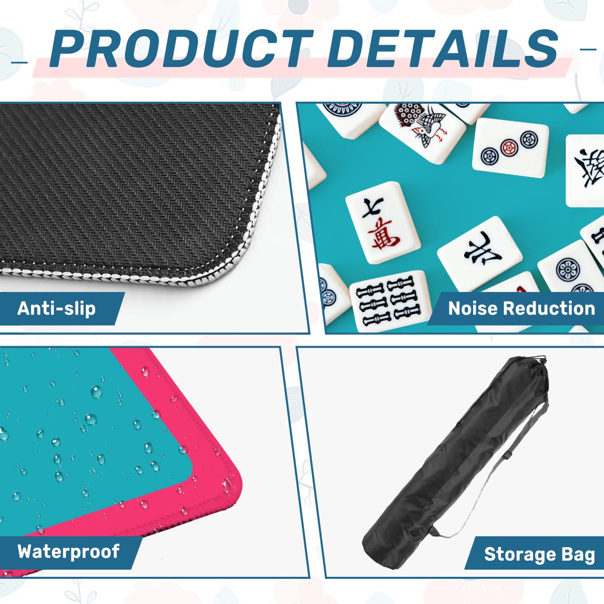 Mahjong Mat Magenta Teal Rounded Border